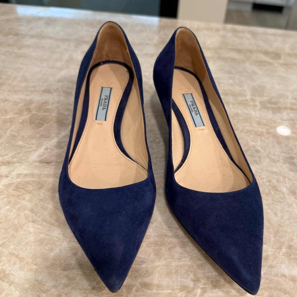 Prada Women's Navy Suede Heels